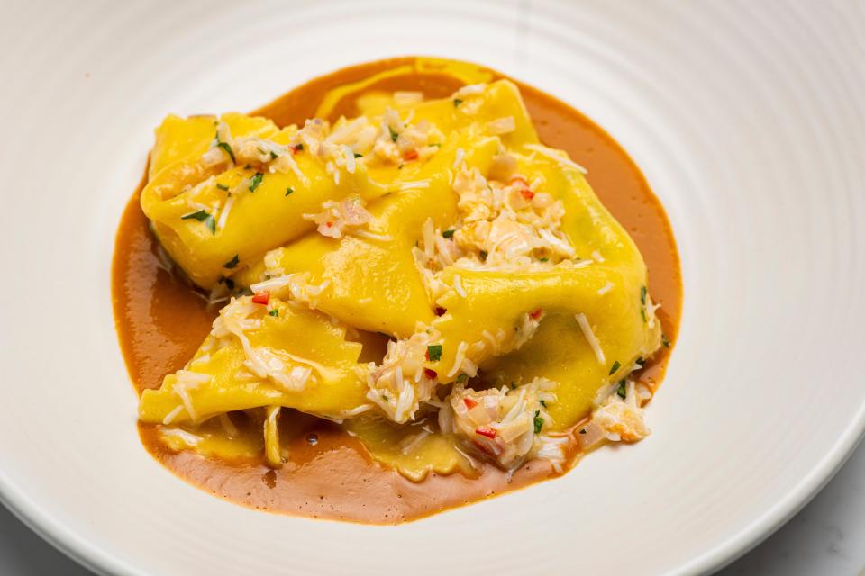 Hugely convincing: crab cappelletti with chilli and a brown meat sauceDaniel Hambury/Stella Pictures Ltd