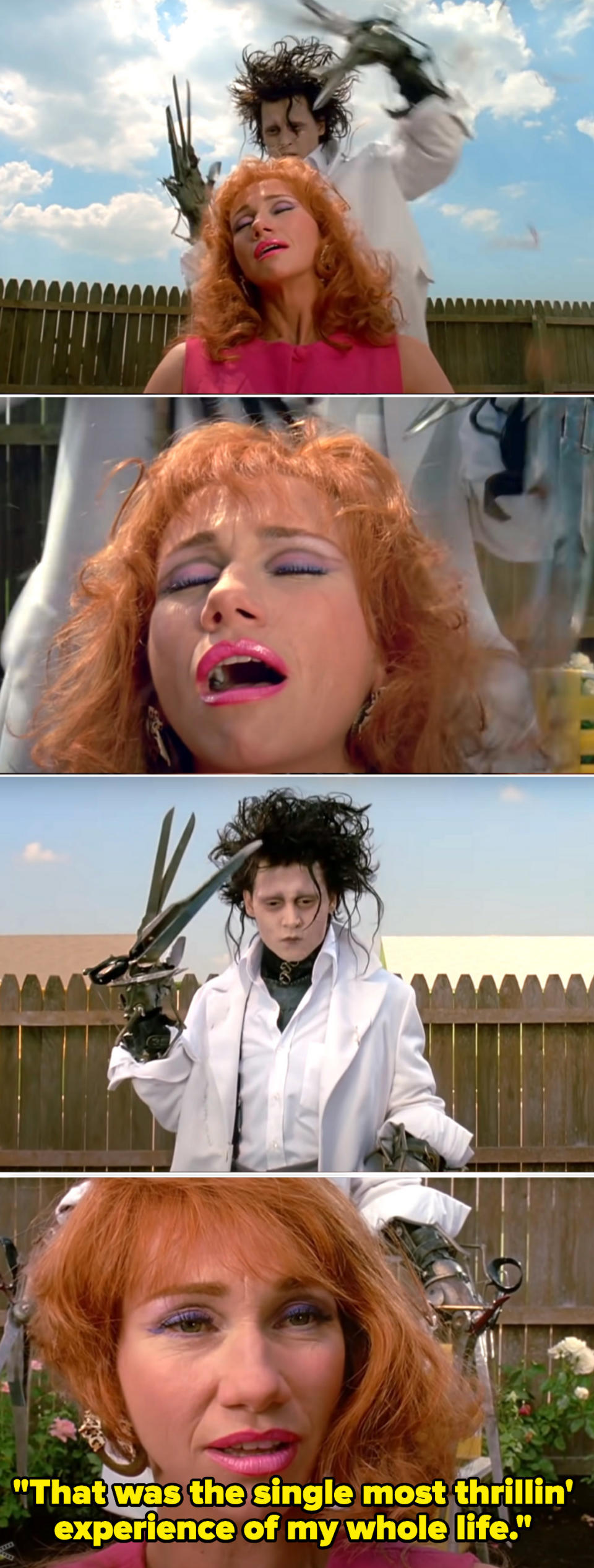 Woman gets a haircut by Edward Scissorhands