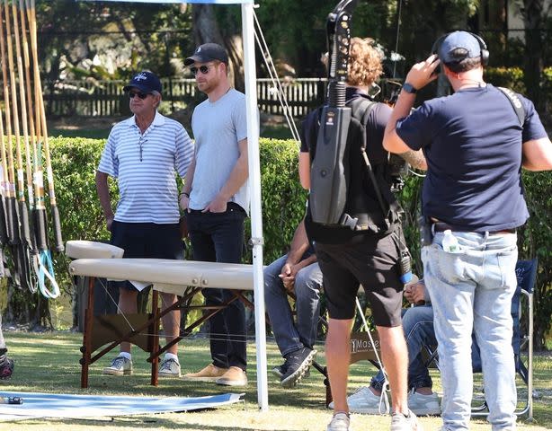 <p>BACKGRID</p> Prince Harry films scenes for his new Netflix show at the National Polo Center in Wellington, Florida, on April 13, 2024