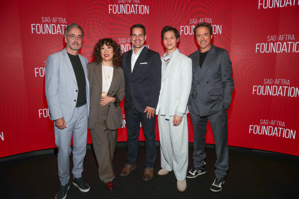 Don McKellar, Sandra Oh, Dave Karger, Hoa Xuande and Robert Downey Jr. attend the SAG-AFTRA Foundation Conversations "The Sympathizer"