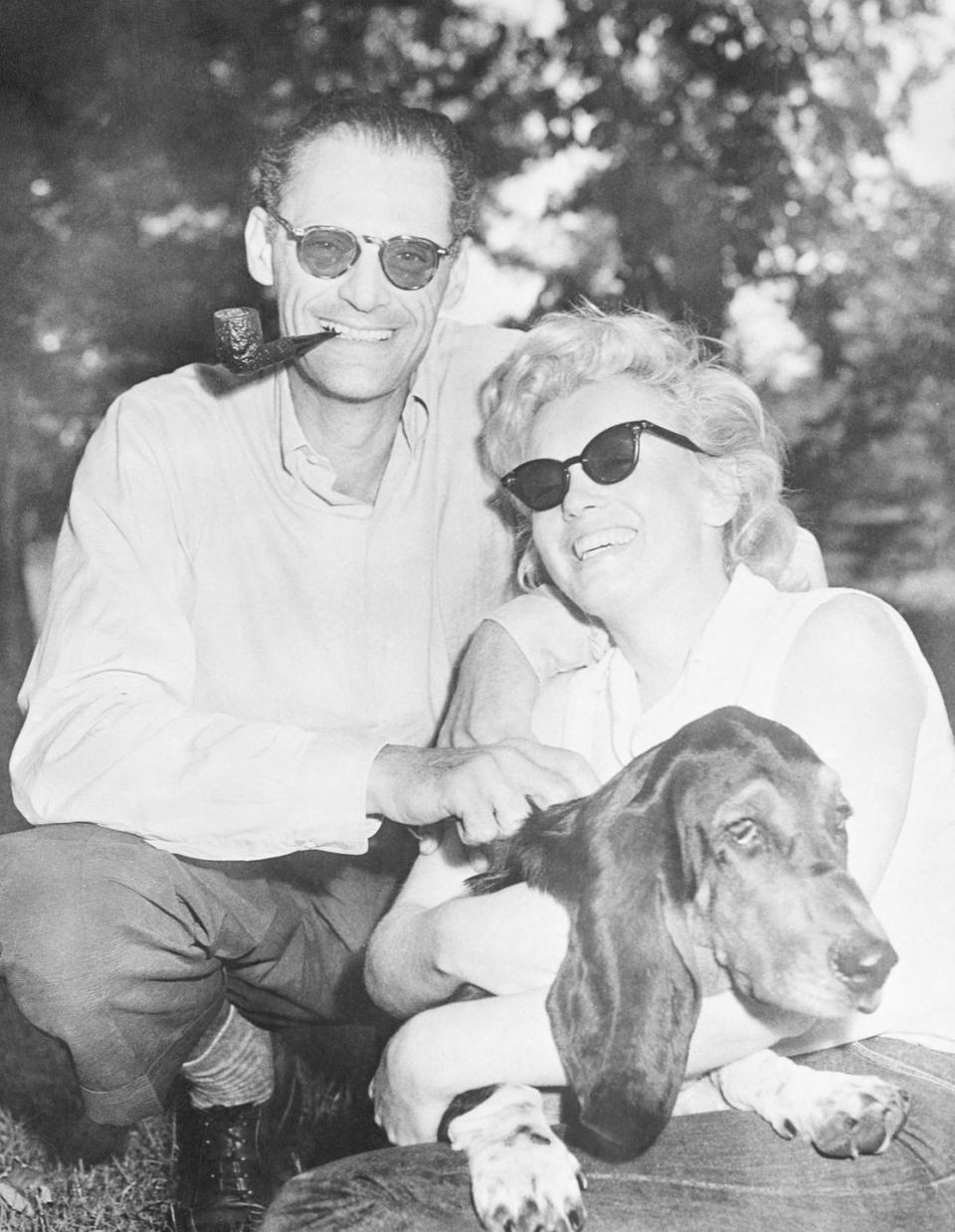 <p>During her marriage to famous playwright Arthur Miller, Marilyn Monroe often retreated to Arthur's country home in Roxbury, Connecticut with the couple's basset hound, Hugo. After their divorce, Marilyn was gifted a <a href="https://www.neatorama.com/2016/01/27/Marilyn-Monroe-and-Her-Pets/" rel="nofollow noopener" target="_blank" data-ylk="slk:white Poodle puppy from Frank Sinatra;elm:context_link;itc:0;sec:content-canvas" class="link ">white Poodle puppy from Frank Sinatra</a>, which she named Maf. </p>