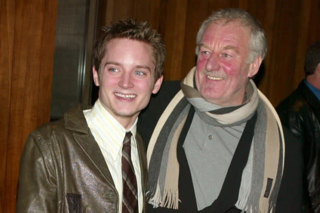 Elijah Wood and Bernard Hill at a screening of The Lord Of The Rings Trilogy in New York City, New York, United States.  - Credit: Jim Spellman/WireImage