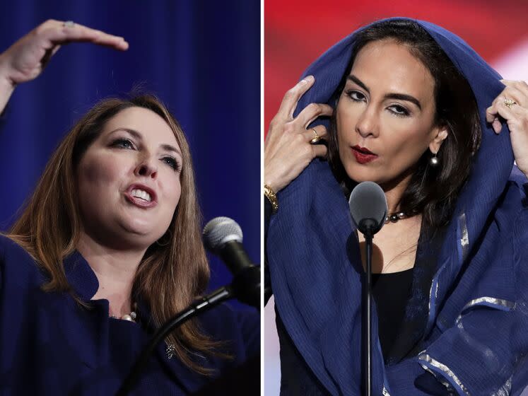 Left: Ronna Romney McDaniel. Right: Harmeet Dhillon of San Francisco.