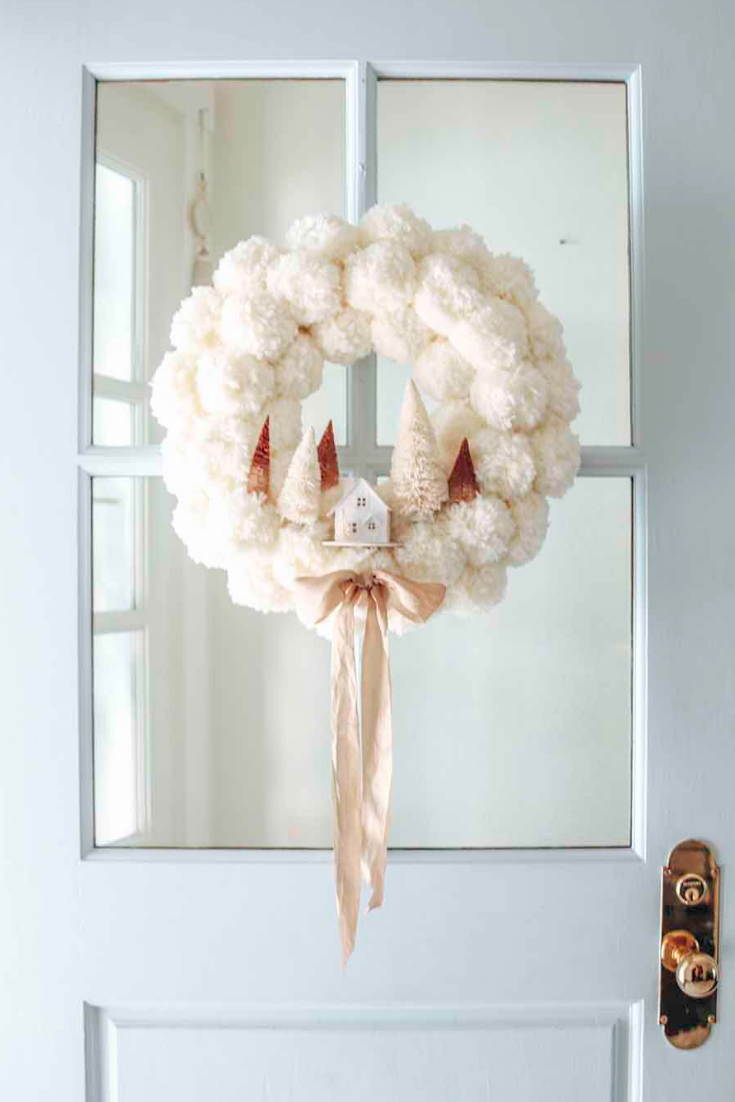 Winter Village Pom Pom Wreath