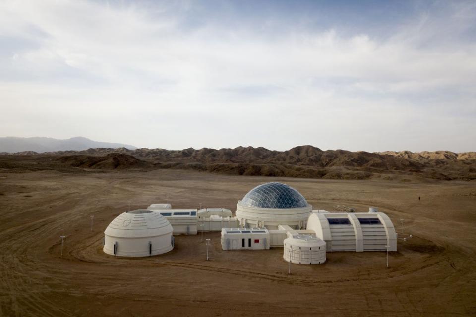 File: Aerial photo taken on 17 April 2019 shows ‘Mars Base 1’, a C-Space Project in the Gobi desert, some 40 kilometres away from Jinchang in China’s northwest Gansu province (AFP via Getty Images)