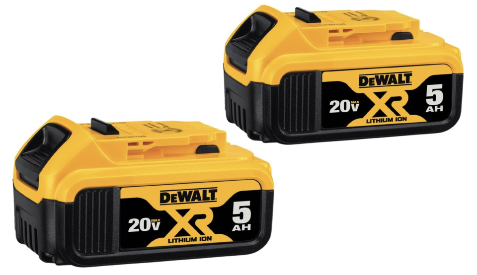 DEWALT 20V Max XR 20V Battery, 5.0-Ah, 2-Pack (DCB205-2) (photo via Amazon)