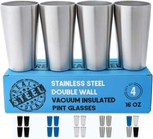 Real Deal Steel Stainless Steel Pint Glasses