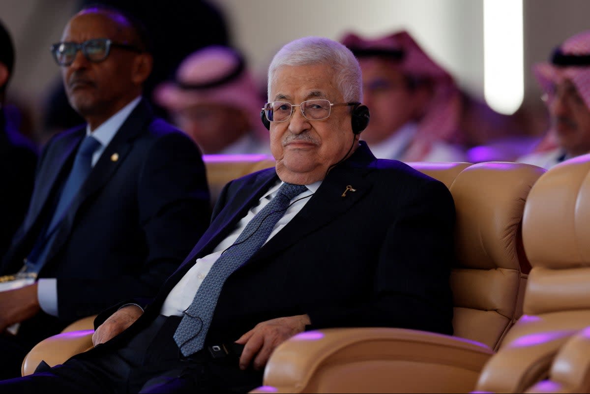 Palestinian president Mahmoud Abbas attends the World Economic Forum in Riyadh, Saudi Arabia (Reuters)