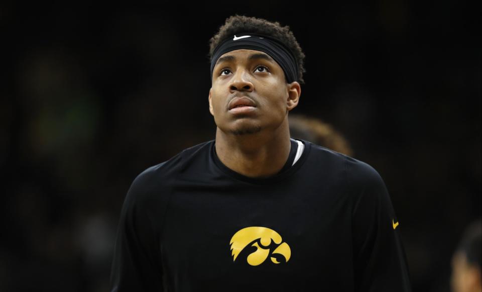 After three seasons playing basketball at Iowa, Ahmad Wagner is headed to Kentucky to play football. (AP Photo/Charlie Neibergall)