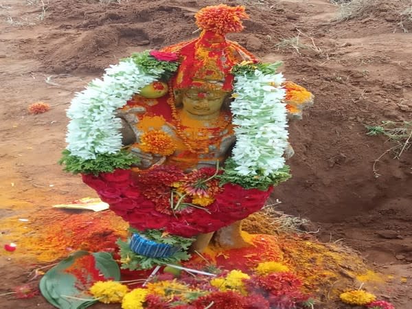 10th Century Sun God sculpture found in agriculture field in Andhra Pradesh. 