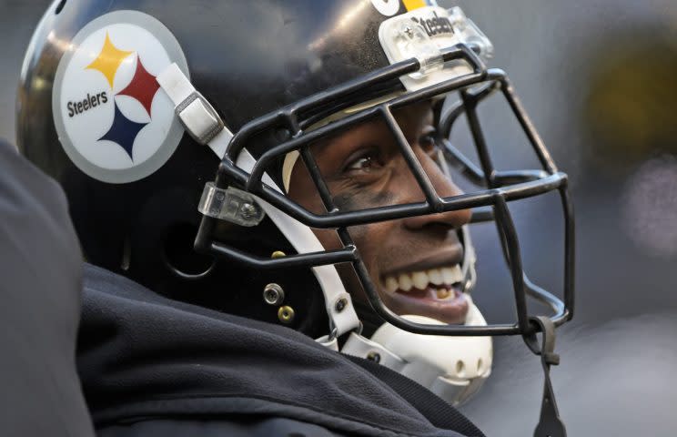 Antonio Brown met with the media to discuss his Facebook Live video. (AP)