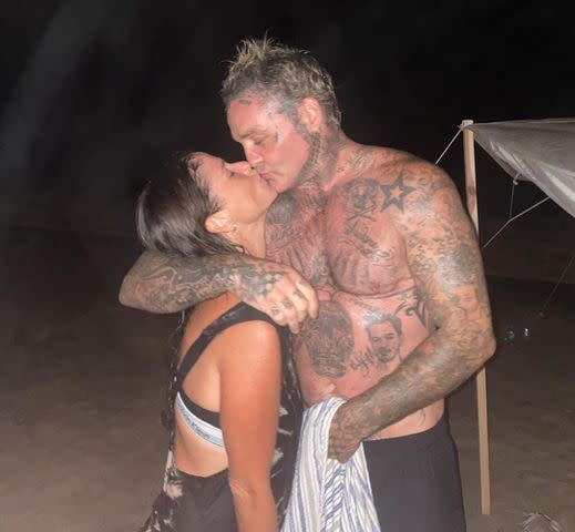 <p>Soleil Moonfrye/Instagram</p> Soleil Moon Frye and Shifty Shellshock of Crazy Town kiss on a beach