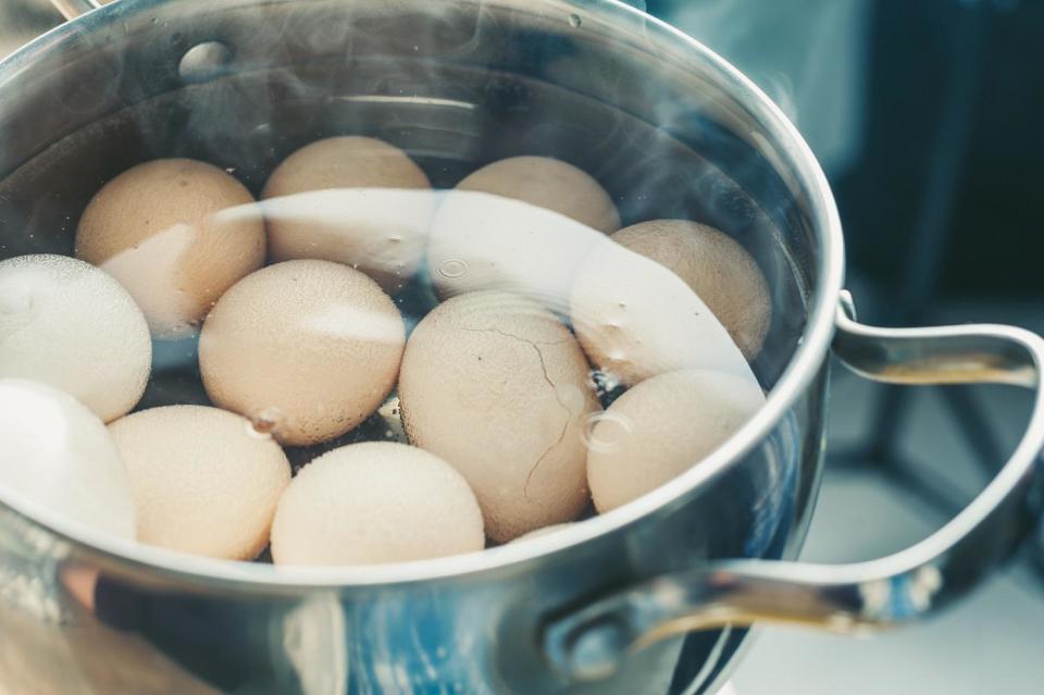 Hard boil old eggs