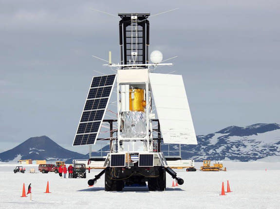 The Stratospheric Terahertz Observatory (STO) is prepared for launch from the Long Duration Balloon facility on Antarctica's McMurdo Ice Shelf in January 2012. The BRRISON project is leveraging existing STO hardware, particularly re-use of the