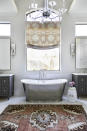 <p> In a larger bathroom or master bathroom, a double vanity set-up is useful so that partners don&#x2019;t have to fight for space in the morning rush and so that individual toiletries are kept close to hand. In this room by Paloma Contreras Interior Design, twin vanities flank a focal point bath, creating a symmetrical design that is as elegant as it is practical. </p>