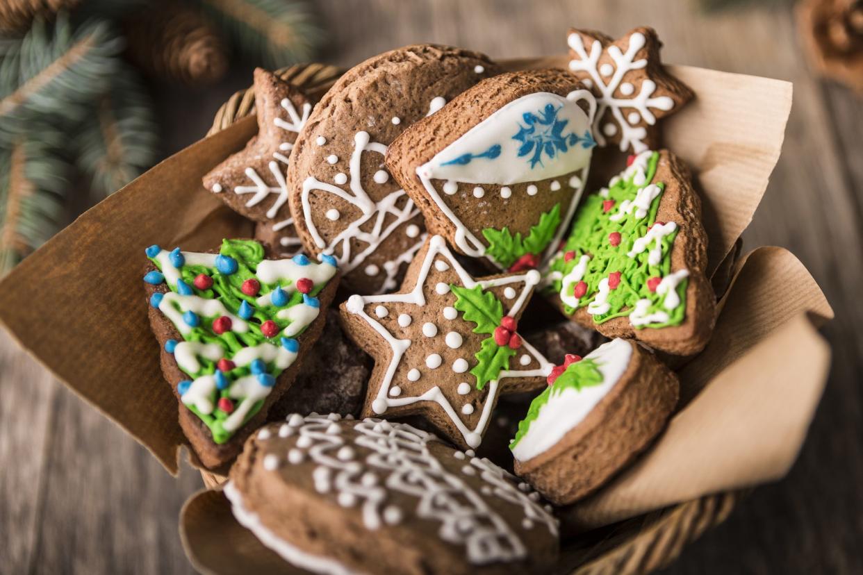 Christmas gingerbread gift still life