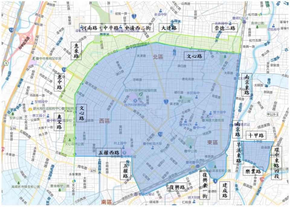 台中市大停水區域圖。   台中市政府/提供