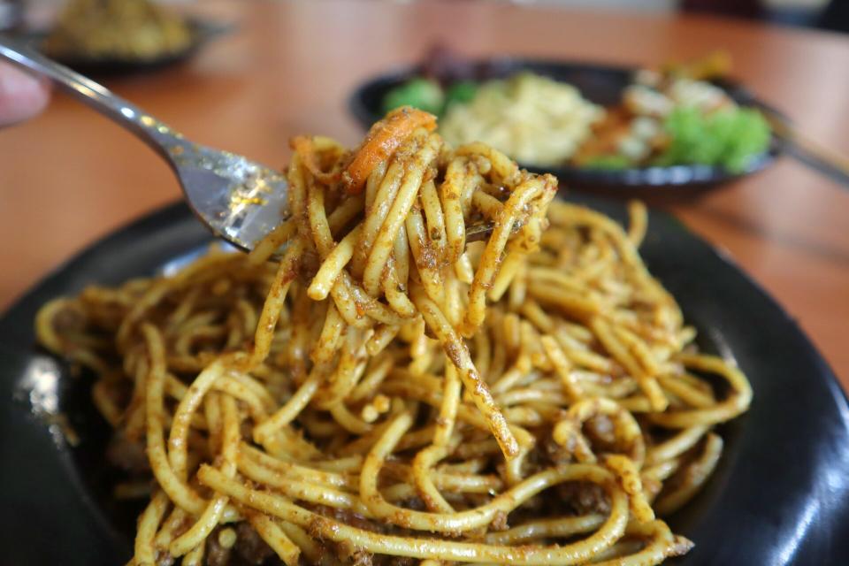 pangi nut - rendang pasta twirl