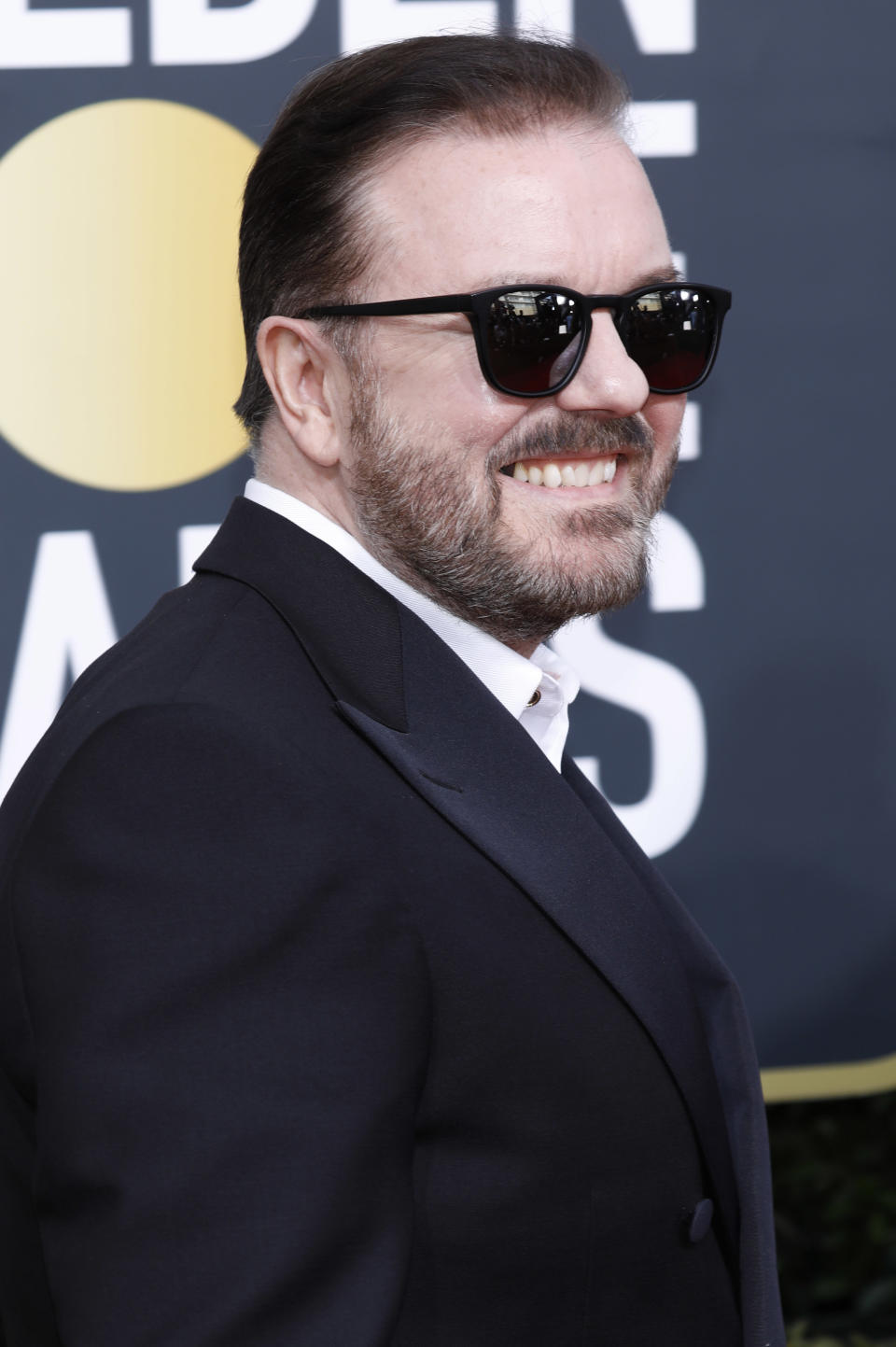 LOS ANGELES, CALIFORNIA, UNITED STATES - JANUARY 5, 2020 -                          Ricky Gervais photographed on the red carpet of the 77th Annual Golden Globe Awards at The Beverly Hilton Hotel on January 05, 2020 in Beverly Hills, California.- PHOTOGRAPH BY P. Lehman / Barcroft Media (Photo credit should read P. Lehman / Barcroft Media via Getty Images)