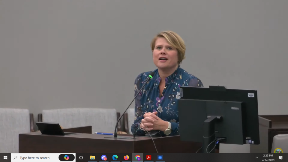 State Superintendent Catherine Truitt talks about her “comprehensive math reform package” at the N.C. House Committee on Education Reform’s meeting in Raleigh, N.C., on Feb. 12, 2024.