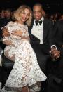 <p>Bey essentially shut down the 2014 Grammys, wearing a stunning handmade white lace gown by Michael Costello, sporting a new bob hairdo and performing 'Drunk In Love' on stage with husband, Jay-Z. </p>