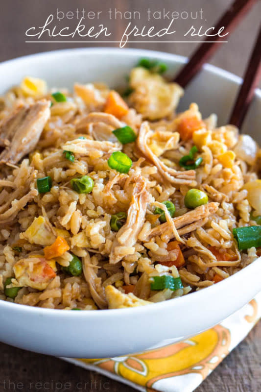 <p>Skip the takeout in favor of this homemade fried rice. Get the recipe <a href="http://therecipecritic.com/2014/03/chicken-fried-rice/" rel="nofollow noopener" target="_blank" data-ylk="slk:HERE;elm:context_link;itc:0;sec:content-canvas" class="link "><strong>HERE</strong></a>.</p>