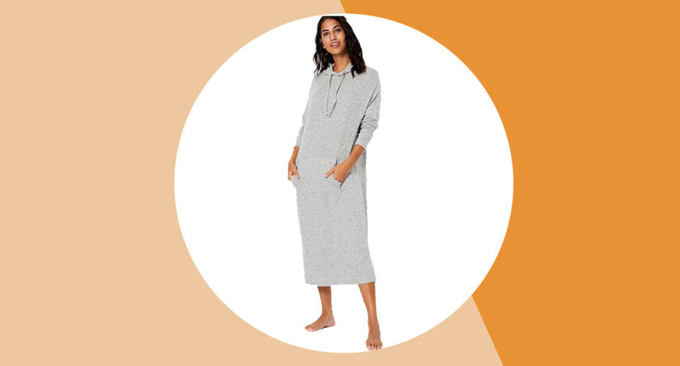 This M&S Cosy Knit Hooded Lounge Dress is the perfect outfit for a night in. (M&S)