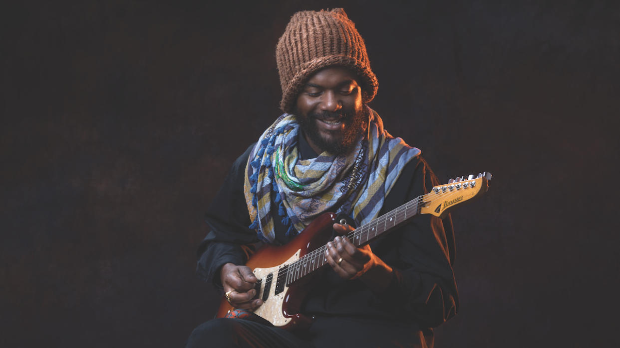  Gary Clark Jr. plays his first guitar, a ’90s Ibanez Blazer. 