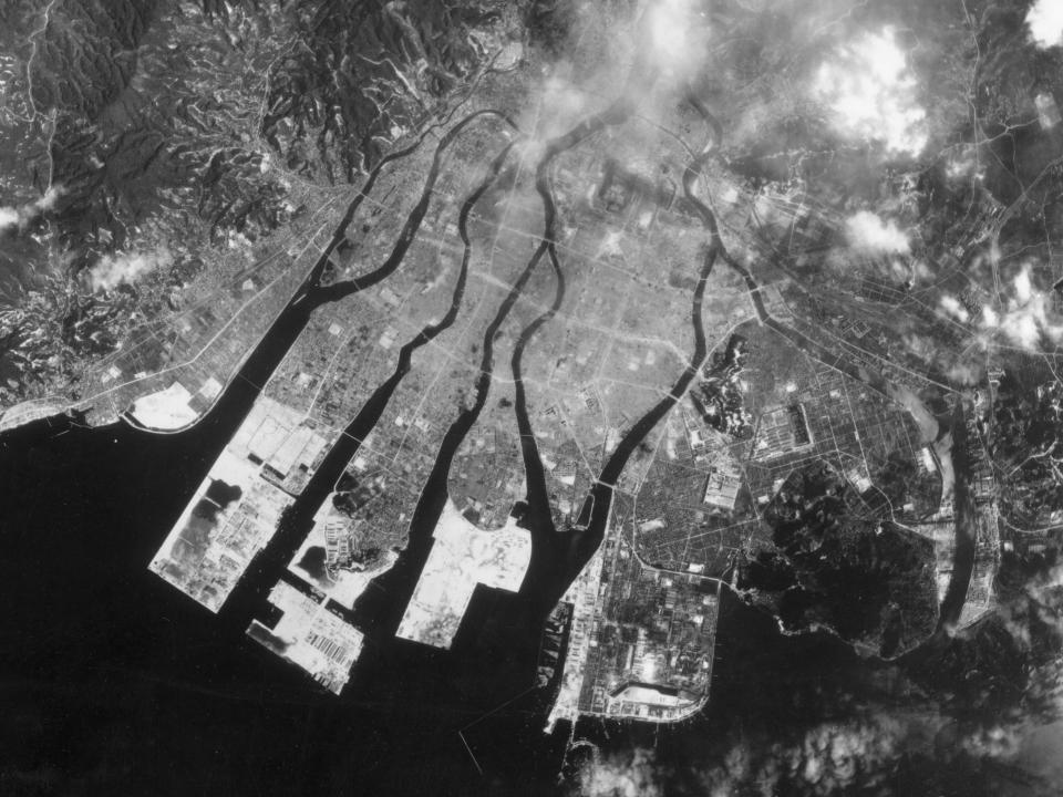 An aerial view of Hiroshima on August 7, 1945.