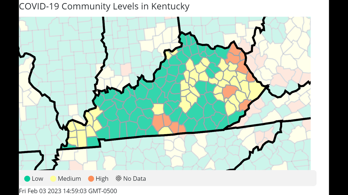 The latest COVID-19 community levels from the U.S. Centers for Disease Control and Prevention, as of Feb. 2, 2023.