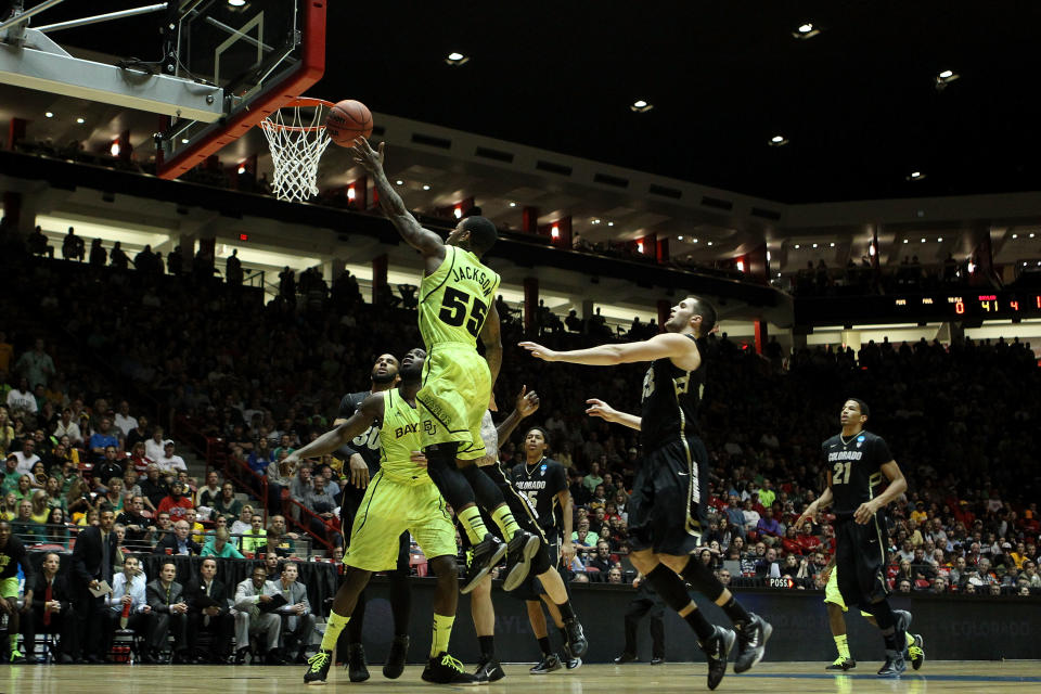 ALBUQUERQUE, NM - MARCH 17: Pierre Jackson #55 of the Baylor Bears shoots against the Colorado Buffaloes in the second half of the game during the third round of the 2012 NCAA Men's Basketball Tournament at The Pit on March 17, 2012 in Albuquerque, New Mexico. Baylor won 80-63 in regualtion. (Photo by Christian Petersen/Getty Images)