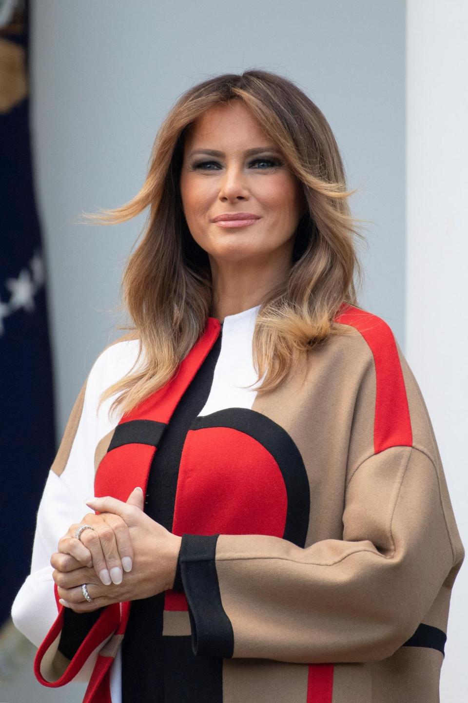 Melania Trump wore statement coat for Thanksgiving turkey pardon (AFP/Getty Images)