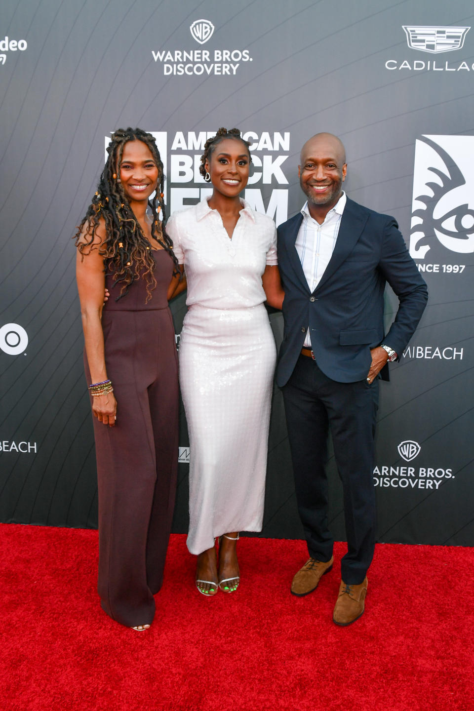 Issa Rae with Nicole and Jeff Friday at the American Black Film Festival for the opening night film “Civil.” - Credit: Aaron J. Thornton/ABFF