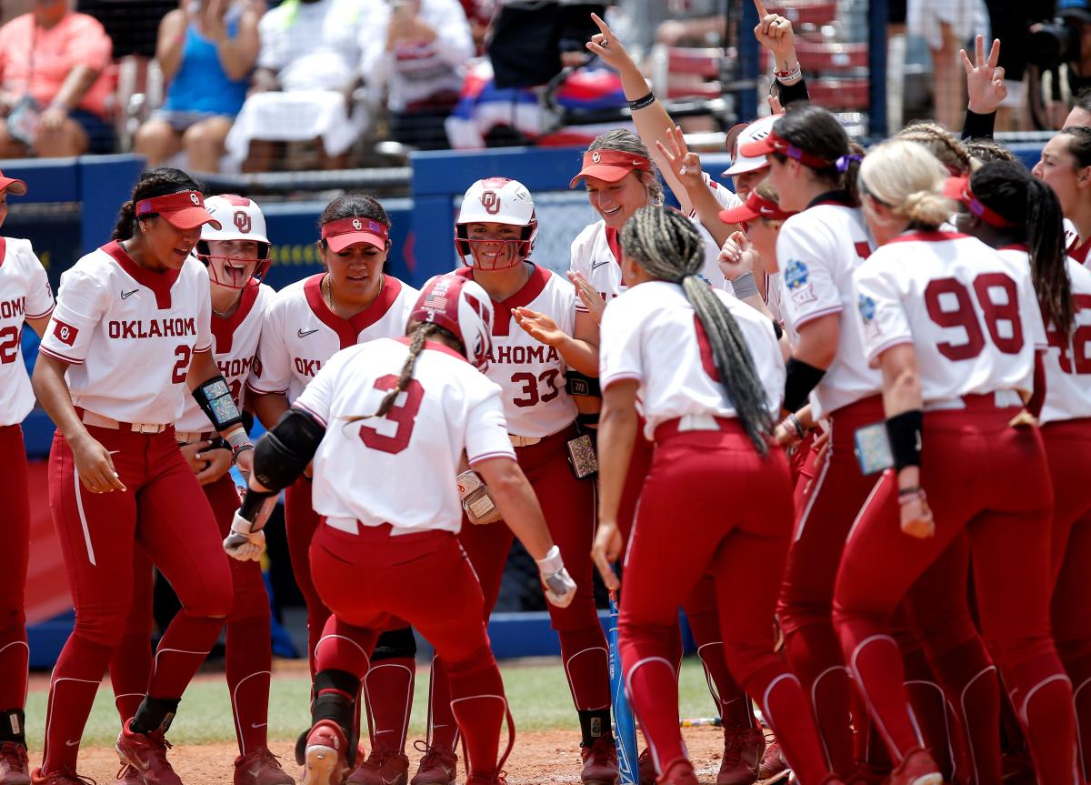 See highlights from Oklahoma softball vs Texas Longhorns in game one of
