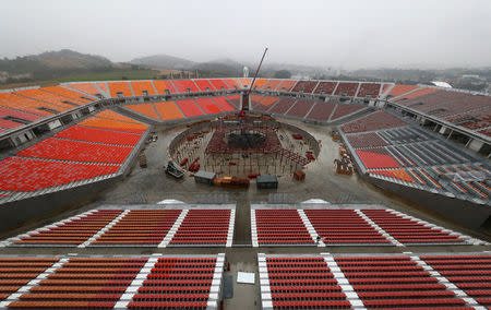 FILE PHOTO: The Olympic Stadium, the venue for the opening and closing ceremony of the PyeongChang 2018 Winter Olympic Games, is seen in Pyeongchang, South Korea, Spetember 27, 2017. REUTERS/Pawel Kopczynski/File Photo