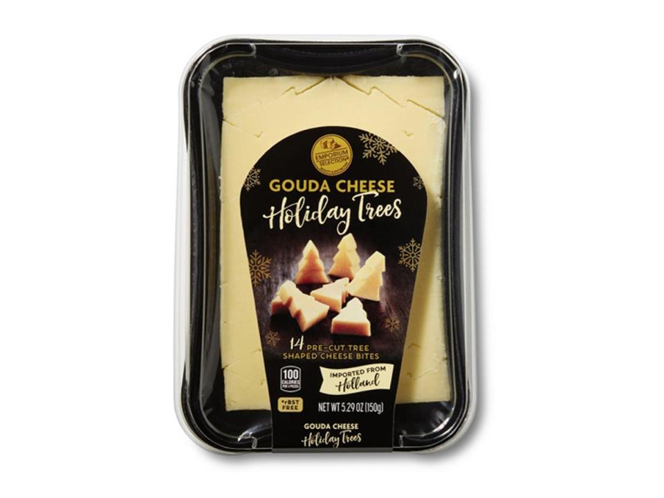 black and clear package of cheese trees from Aldi