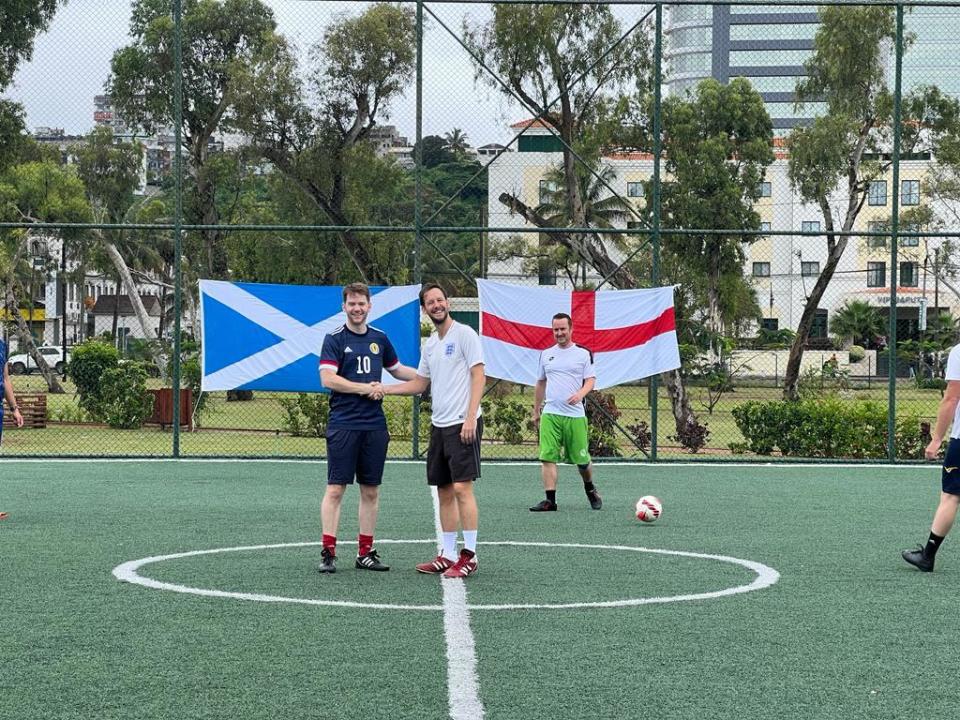 A handshake before the match