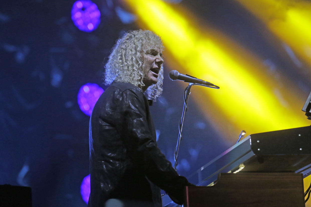 Bon Jovi's keyboard player David Bryan performs during their "Bon Jovi Live!" concert at Gelora Bung Karno Stadium in Jakarta, Indonesia, Friday, Sept. 11, 2015. The band is currently on their Asia tour. (AP Photo/Tatan Syuflana)