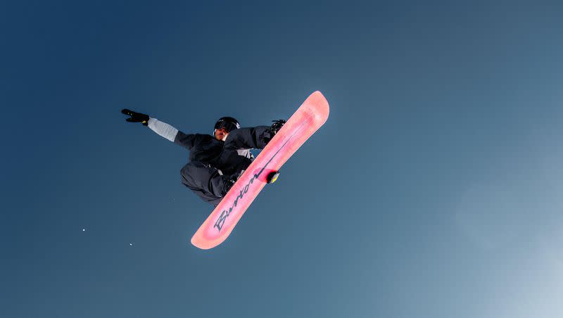 Snowboarder Brian Rice is pictured making a jump in Park City, Utah, in the new Warren Miller film.