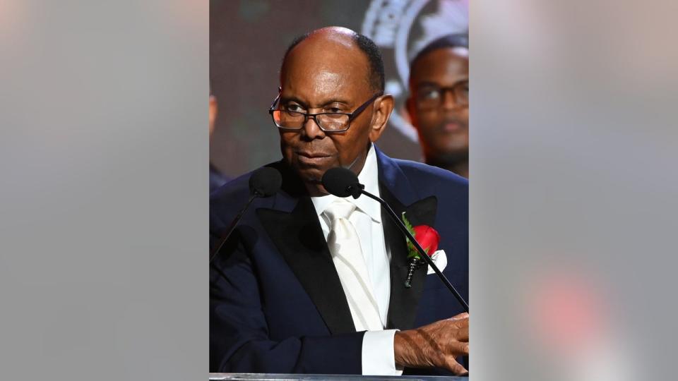 <div>ATLANTA, GEORGIA - FEBRUARY 19: William F. Pickard speaks onstage during Morehouse College 34th Annual "A Candle In The Dark" Gala at the Hyatt Regency Atlanta on February 19, 2022 in Atlanta, Georgia. (Photo by Paras Griffin/Getty Images)</div>