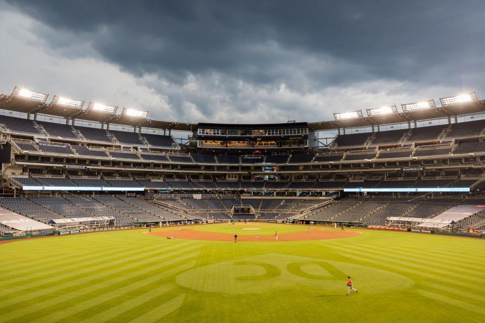 <p>A general view of the stadium during the sixth inning of the game between the Washington Nationals and the Baltimore Orioles at Nationals Park on July 21.</p>