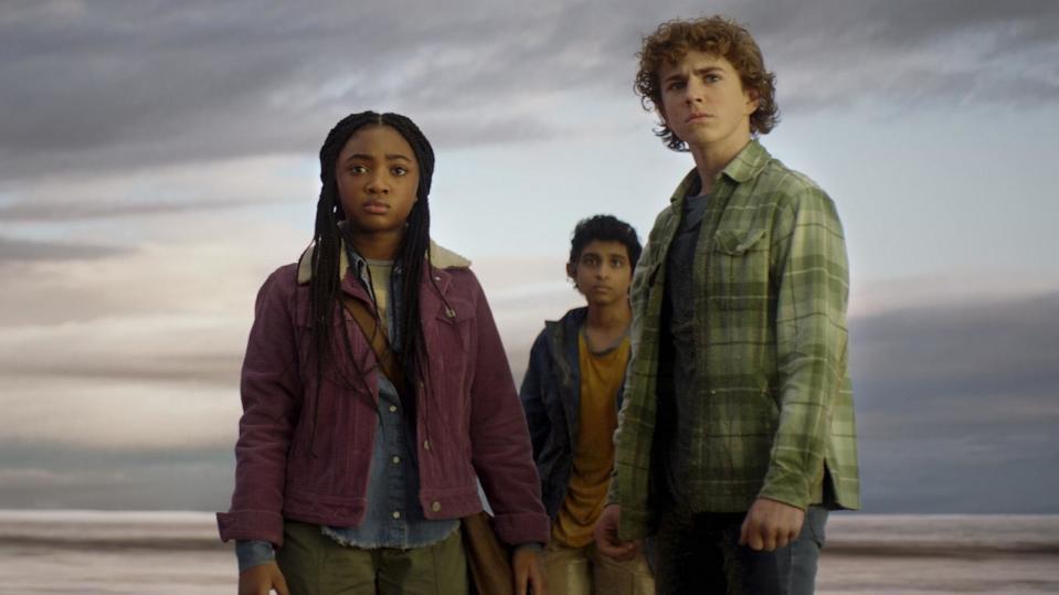 PHOTO: Disney's 'Percy Jackson and the Olympians' stars Walker Scobell as Percy Jackson, Leah Sava Jeffries as Annabeth, and Aryan Simhadri as Grover. (Disney)