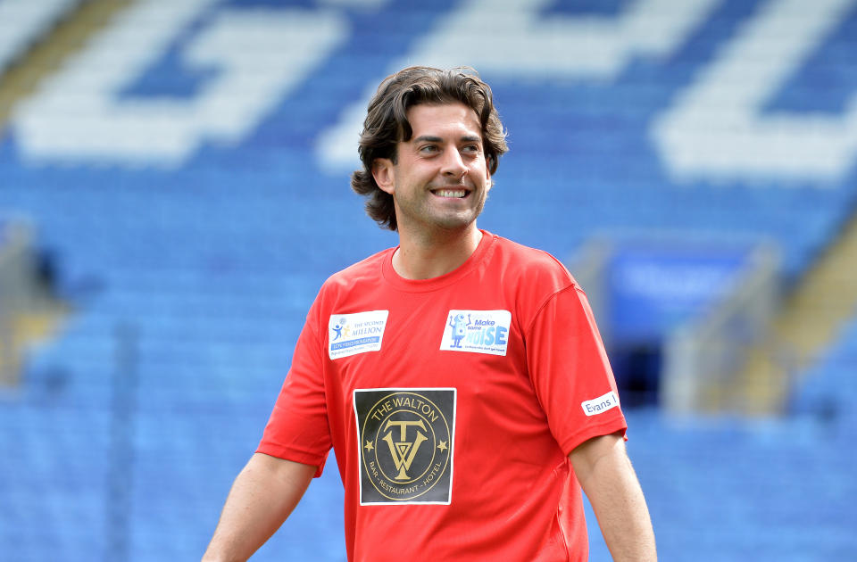 LEICESTER, ENGLAND - May 28: TOWIE's James Argent during the Celebrity Charity Football Match at King Power Stadium on May 28 , 2017 in Leicester, United Kingdom.  (Photo by Plumb Images/Leicester City FC via Getty Images)