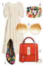 <p>A flowy white dress and 70s-style sunnies will having you playing The Beatles, Bowie, and Fleetwood Mac on repeat, but practical floral flats and a new purse offer modern conveniences. </p><p><strong>More:</strong> <a href="https://www.townandcountrymag.com/style/fashion-trends/g28943129/70s-style-trends-inspiration/" rel="nofollow noopener" target="_blank" data-ylk="slk:70's Trends;elm:context_link;itc:0;sec:content-canvas" class="link ">70's Trends</a></p><p> 1. <a href="https://go.skimresources.com?id=74968X1525087&xs=1&url=https%3A%2F%2Fwww.modaoperandi.com%2Fulla-johnson-pf20%2Fcolette-shirred-cotton-midi-dress" rel="noopener" target="_blank" data-ylk="slk:Ulla Johnson;elm:context_link;itc:0;sec:content-canvas" class="link ">Ulla Johnson</a> 2. <a href="https://go.skimresources.com?id=74968X1525087&xs=1&url=https%3A%2F%2Fwww.net-a-porter.com%2Fen-us%2Fshop%2Fproduct%2Froxanne-assoulin%2Ffruit-stripe-set-of-three-enamel-and-gold-plated-bracelets%2F1258937" rel="noopener" target="_blank" data-ylk="slk:Roxanne Assoulin;elm:context_link;itc:0;sec:content-canvas" class="link ">Roxanne Assoulin</a> 3. <a href="https://go.skimresources.com?id=74968X1525087&xs=1&url=https%3A%2F%2Fwww.resee.com%2Fvintage-oversized-sunglasses.html" rel="noopener" target="_blank" data-ylk="slk:Vintage sunglasses via Resee;elm:context_link;itc:0;sec:content-canvas" class="link ">Vintage sunglasses via Resee</a> 4. <a href="https://go.skimresources.com?id=74968X1525087&xs=1&url=https%3A%2F%2Fnomadvintage.com%2Fcollections%2Fclothing%2Fproducts%2Ffloral-embroidered-slippers" rel="noopener" target="_blank" data-ylk="slk:Shoes via Nomad Vintage;elm:context_link;itc:0;sec:content-canvas" class="link ">Shoes via Nomad Vintage</a> 5. <a href="https://go.skimresources.com?id=74968X1525087&xs=1&url=https%3A%2F%2Fwww.farfetch.com%2Fshopping%2Fwomen%2Fsalvatore-ferragamo-mini-boxyz-tote-bag-item-14699991.aspx%3Fstoreid%3D9317" rel="noopener" target="_blank" data-ylk="slk:Salvatore Ferragamo;elm:context_link;itc:0;sec:content-canvas" class="link ">Salvatore Ferragamo</a></p>