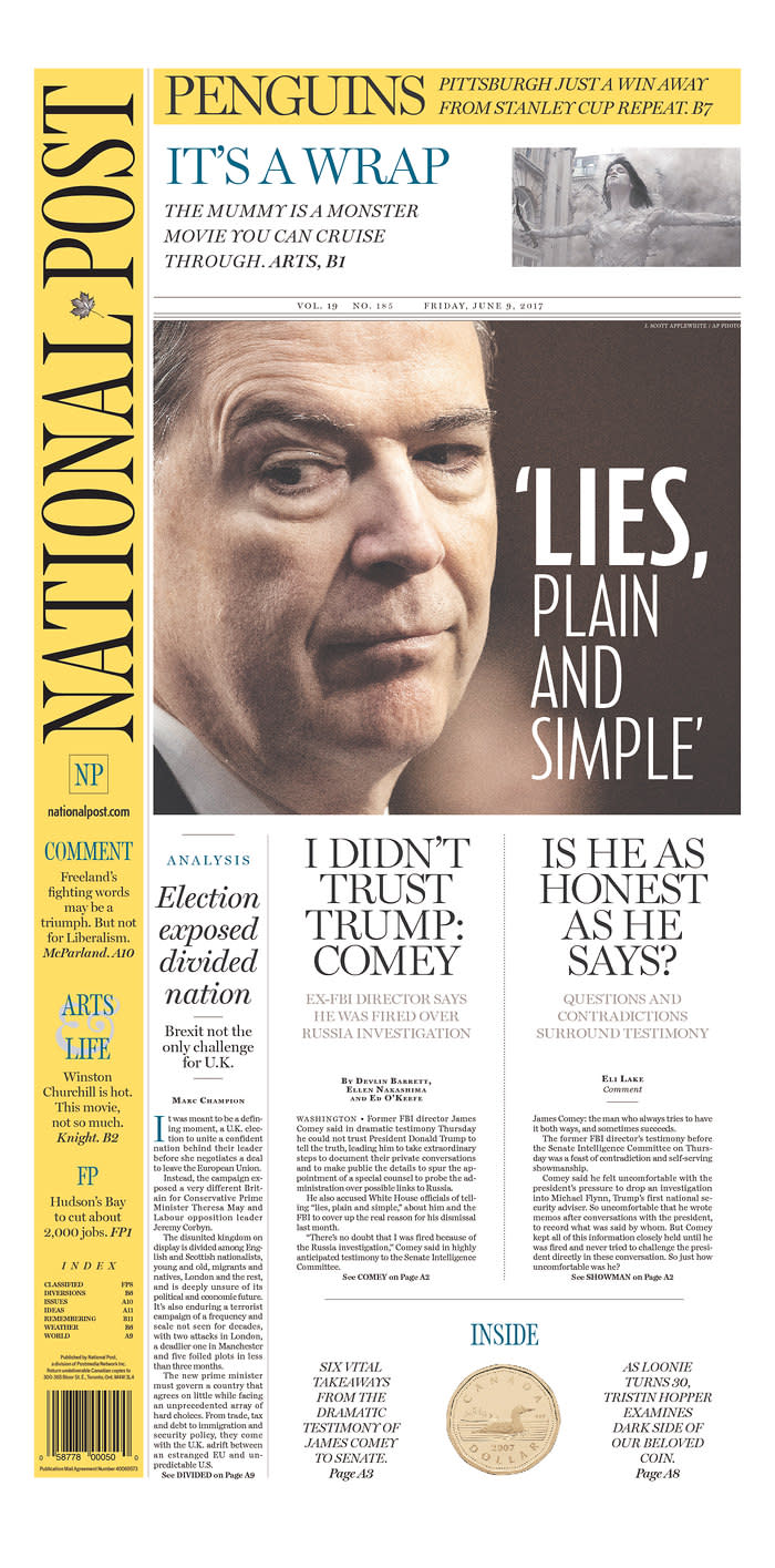 <p>“National Post,” published in Toronto, Canada. (Newseum) </p>