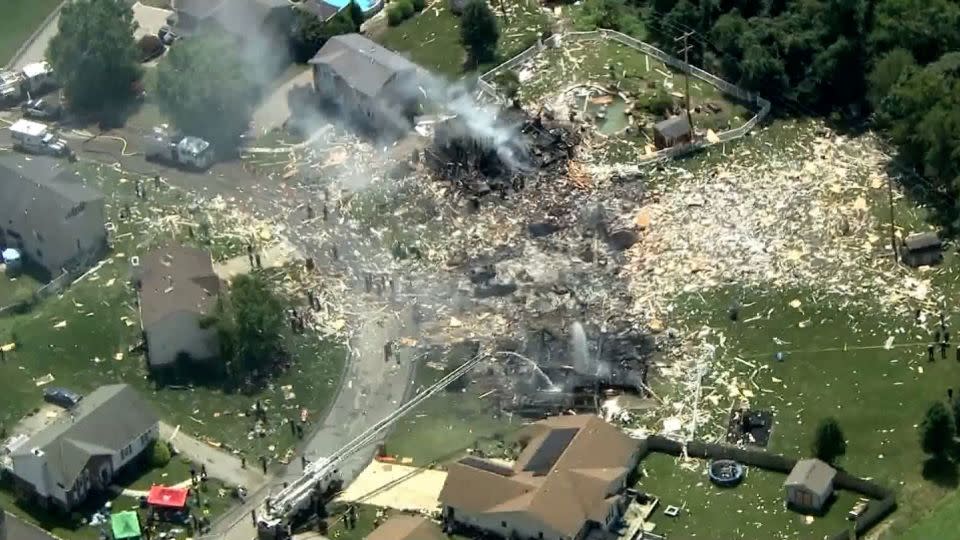 The aftermath of an explosion in Plum, Pennsylvania, on Saturday.  - WTAE