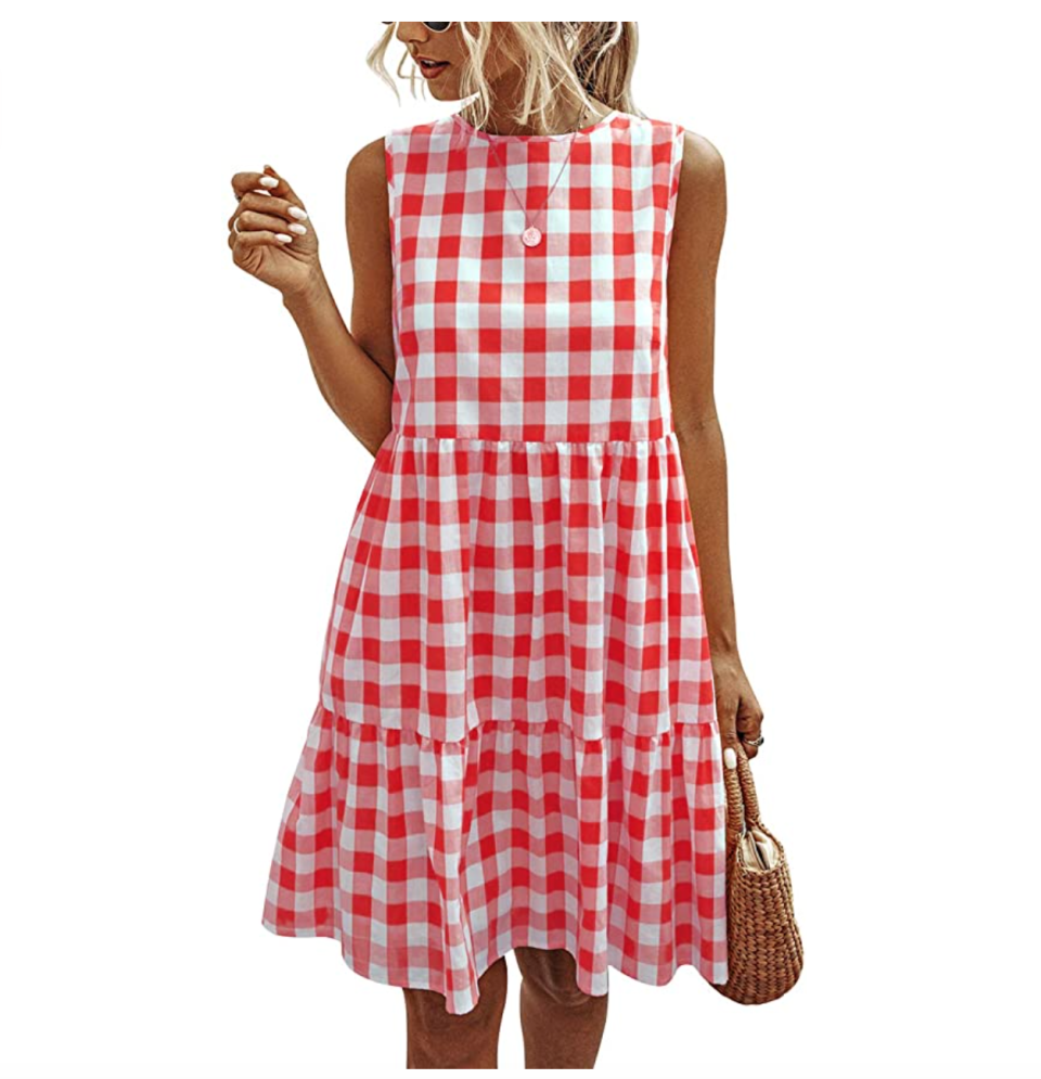 PRETTYGARDEN Plaid Ruffle Sundress