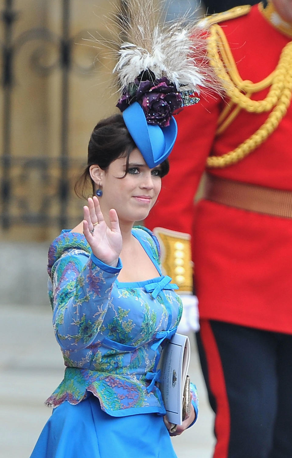 Princess Eugenie of York leaves Westminster Abbey following the marriage of the Duke and Duchess of Cambridge on April 29, 2011.