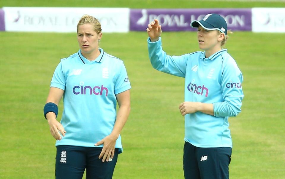 Heather Knight, right, says England will carefully manage 36-year-old veteran Katherine Brunt (Nigel French/PA) (PA Wire)