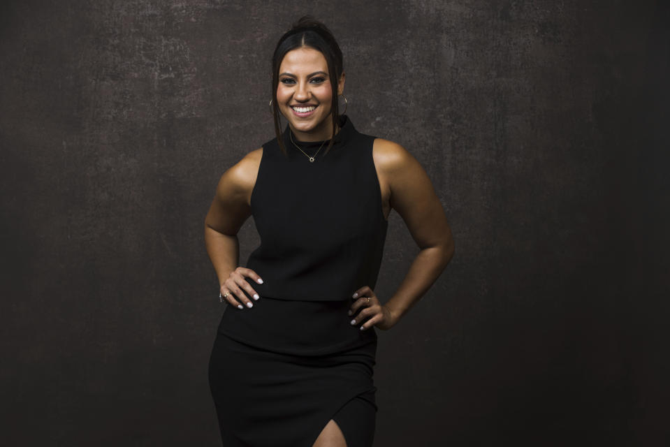 FILE - Cheyenne Isabel Wells, a cast member in the Paramount+ television series "Grease: Rise of the Pink Ladies," poses for a portrait during the Winter Television Critics Association Press Tour on Jan. 9, 2023, in Pasadena, Calif. (Willy Sanjuan/Invision/AP, File)